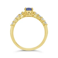 10K Yellow Gold Tanzanite and White Sapphire Ring