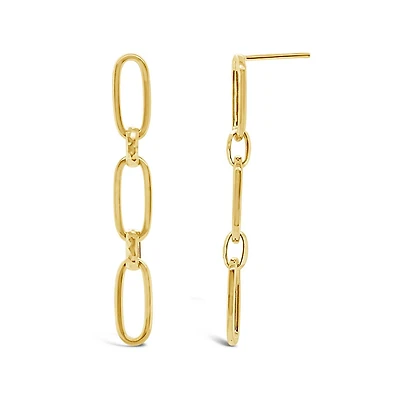 10K Yellow Gold Paperclip Link Drop Earrings