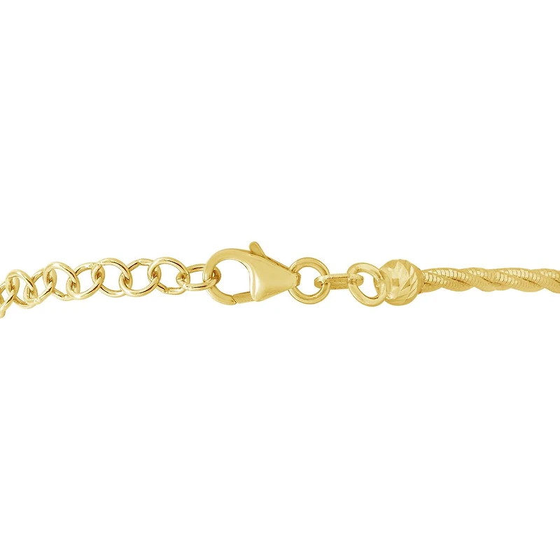 10K Yellow Gold 7" + 1" Extender Braided Spring Omega Bracelet