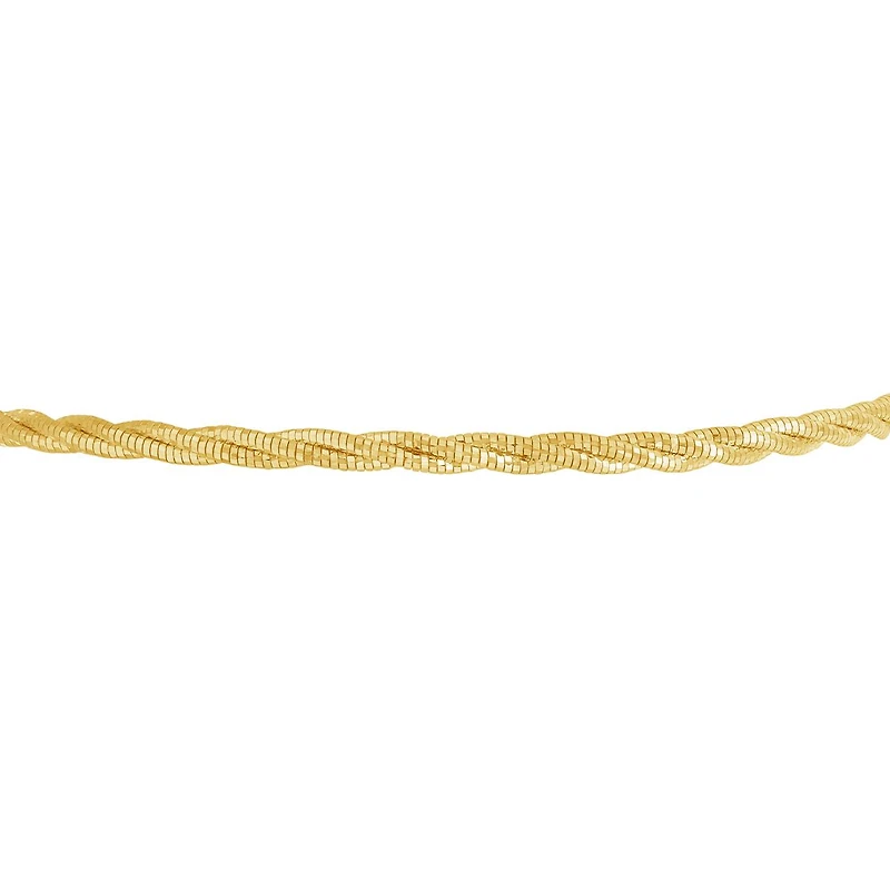 10K Yellow Gold 7" + 1" Extender Braided Spring Omega Bracelet