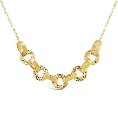 10K Yellow Gold Diamond Cut Disc Necklace 18