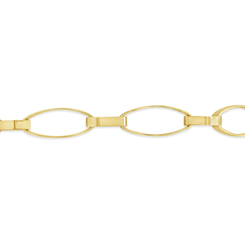 10K Yellow Gold 7.5" Oval Paperclip Link Bracelet