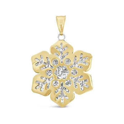 10K Yellow & White Gold Snowflake Pendant (Chain Not Included)