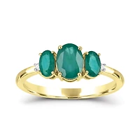 14K Yellow Gold Emerald and Diamond Ring