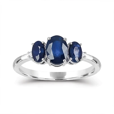 14K White Gold Sapphire & Diamond Ring