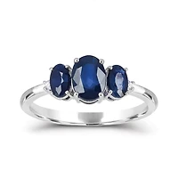 14K White Gold Sapphire & Diamond Ring