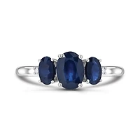 14K White Gold Sapphire & Diamond Ring