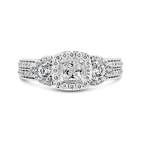 14K White Gold 1.00CTW Diamond Three-Stone Ring