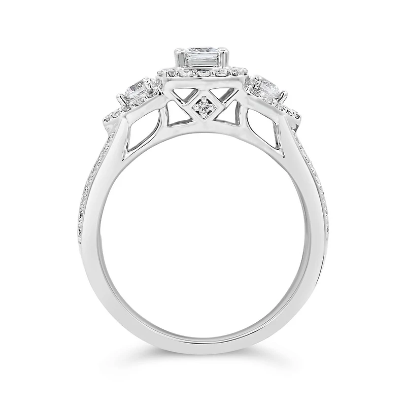 14K White Gold 1.00CTW Diamond Three-Stone Ring