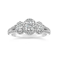14K White Gold 1.20CTW Diamond Three-Stone Ring