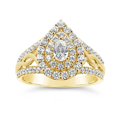 14K Yellow Gold 1.18CTW Pear Shaped Diamond Fashion Ring