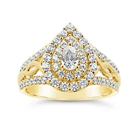 14K Yellow Gold 1.18CTW Pear Shaped Diamond Fashion Ring