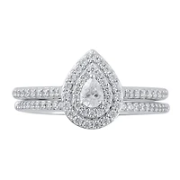 10K White Gold 0.62CTW Pear Shaped Diamond Bridal Set