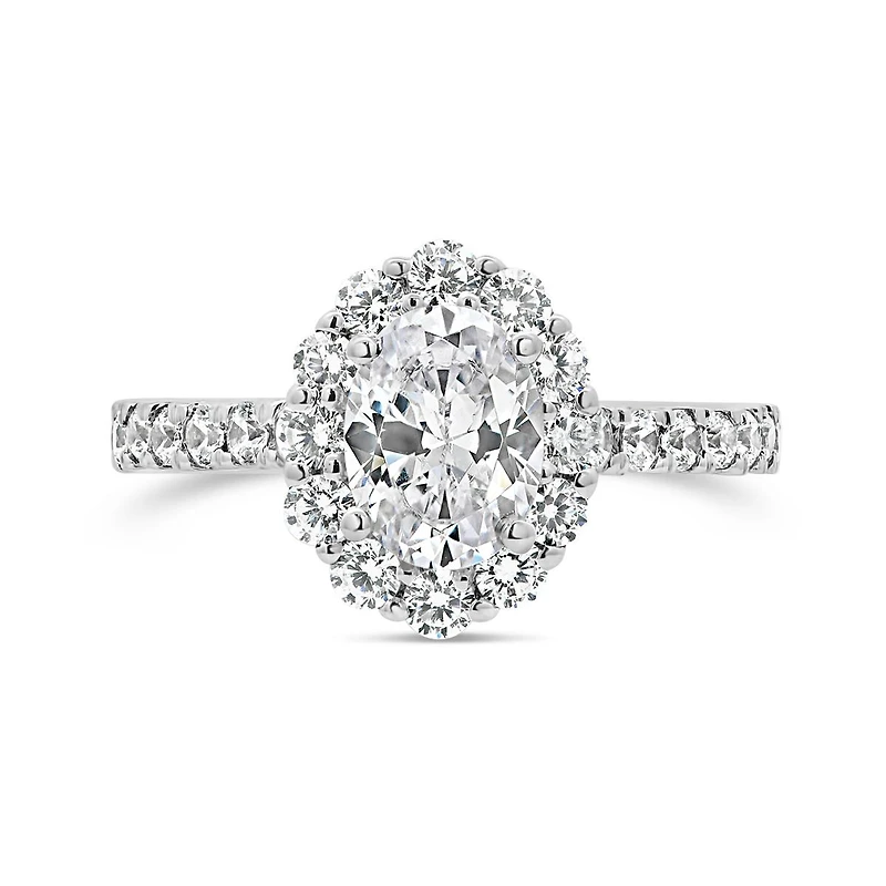 Jenny Packham 18K White Gold Lab Grown 2.00CTW Oval Cut Diamond Bridal Ring