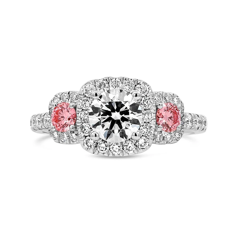 Jenny Packham 18K White Gold Lab Grown 1.75CTW White & Pink Diamond Bridal Ring