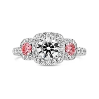 Jenny Packham 18K White Gold Lab Grown 1.75CTW White & Pink Diamond Bridal Ring