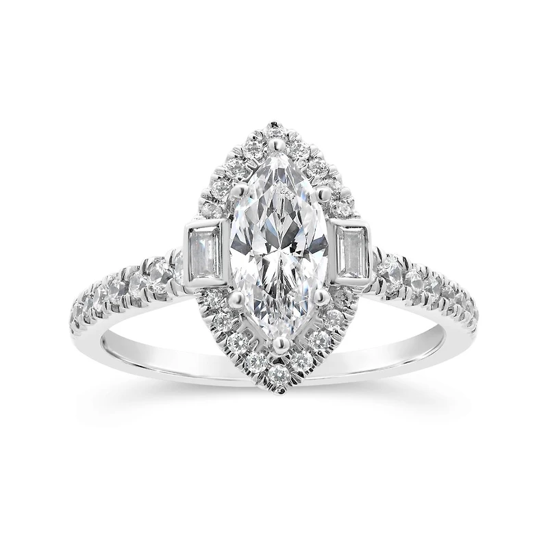 Jenny Packham 18K White Gold Lab Grown 1.50CTW Marquise Diamond Bridal Ring