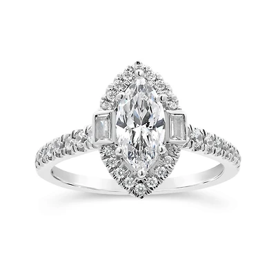 Jenny Packham 18K White Gold Lab Grown 1.50CTW Marquise Diamond Bridal Ring