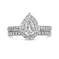 Jenny Packham 18K White Gold Lab Grown 1.75CTW Pear Shaped Diamond Bridal Set