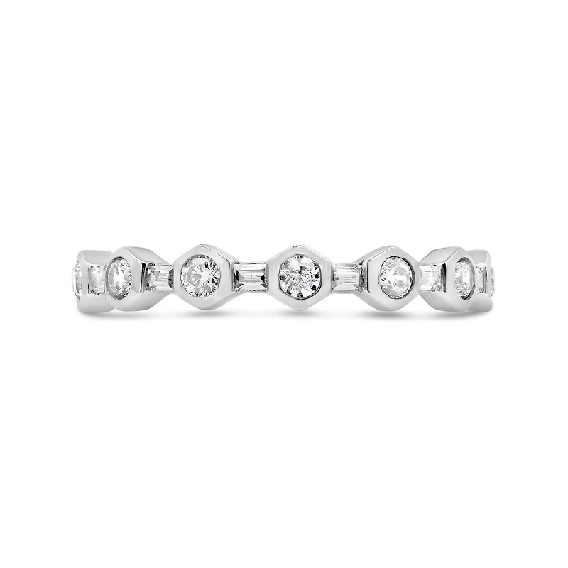 Jenny Packham 18K White Gold Lab Grown 0.40CTW Diamond Honeycomb Band