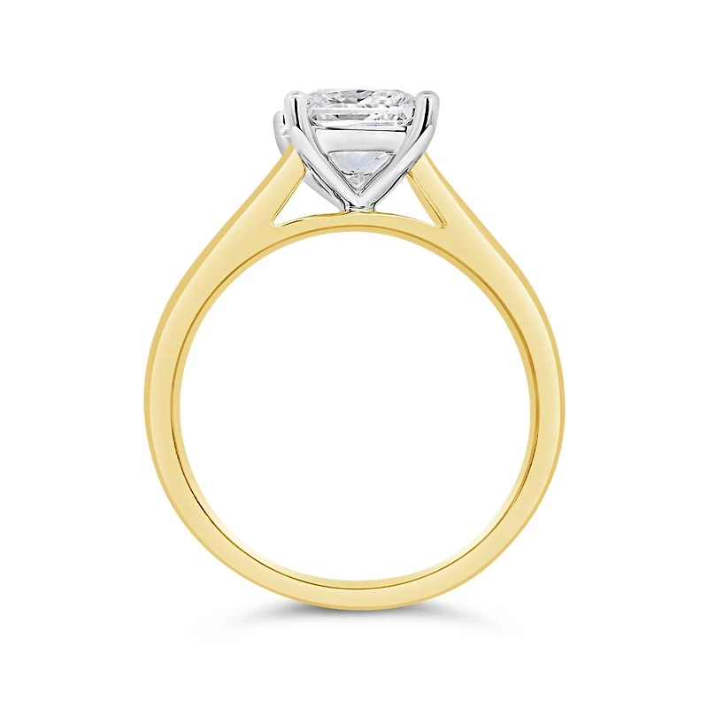 New Brilliance 14K Yellow Gold Lab Grown 1.50CT Princess Cut Diamond Ring