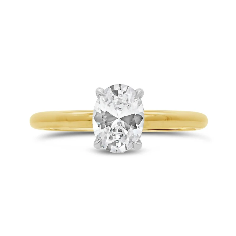 New Brilliance 14K Yellow & White Gold Lab Grown 1.26CTW Oval Diamond Solitaire Ring