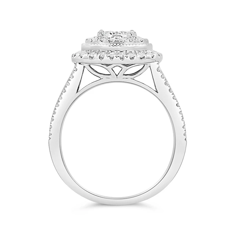 10K White Gold 1.00CTW Diamond Bridal Set