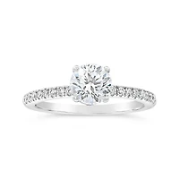 Blossom 14K White Gold Lab Grown 1.23CTW Diamond Solitaire Ring with Accents