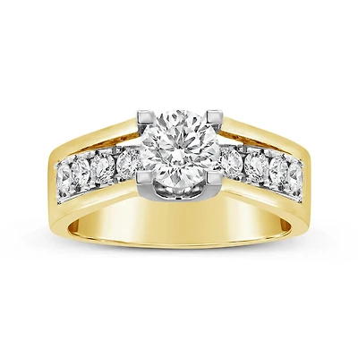 Blossom 14K Yellow Gold Lab Grown 1.65CTW Diamond Solitaire Ring with Accents