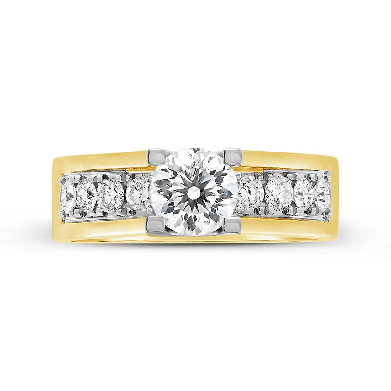 Blossom 14K Yellow Gold Lab Grown 1.65CTW Diamond Solitaire Ring with Accents
