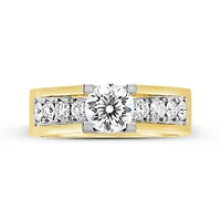 Blossom 14K Yellow Gold Lab Grown 1.65CTW Diamond Solitaire Ring with Accents
