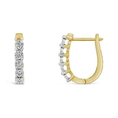 10K Yellow Gold Diamond Hoop Earrings