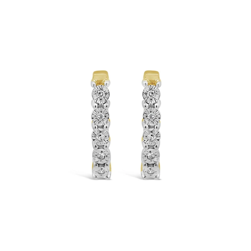 10K Yellow Gold Diamond Hoop Earrings