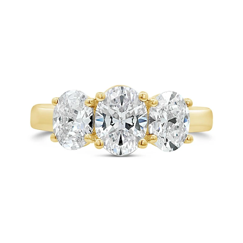 New Brilliance 14K Yellow Gold Lab Grown 2.00CTW Oval Diamond Three-Stone Ring