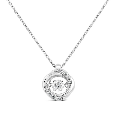 Dancing Diamonds Sterling Silver Diamond Pendant