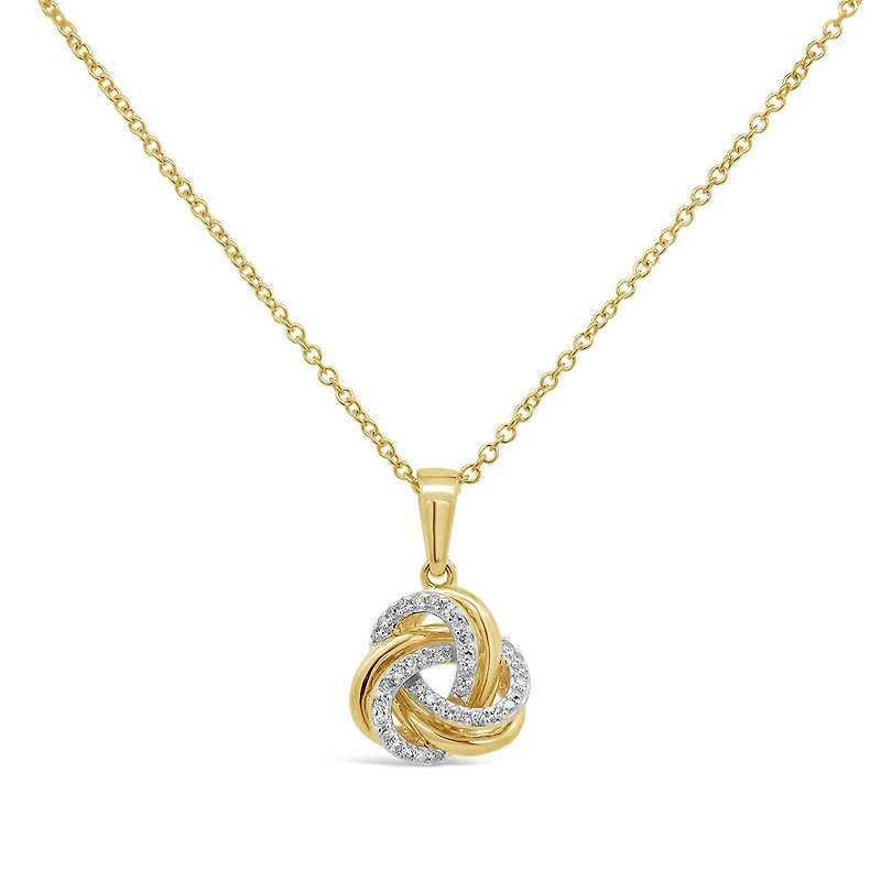 10K Yellow Gold Diamond Love Knot Pendant