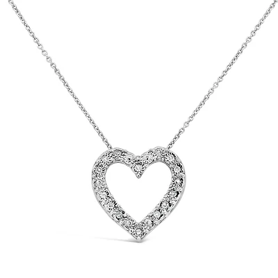 Sterling Silver 0.10Ctw Diamond Heart Pendant