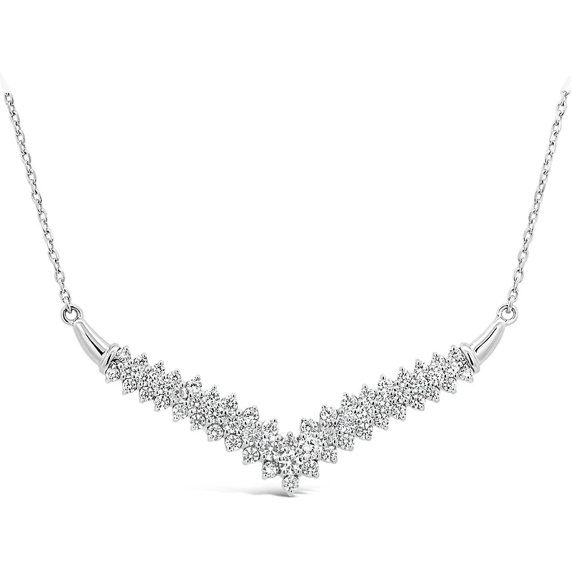 New Brilliance 10K White Gold Lab Grown 0.95CTW Diamond Chevron Necklace