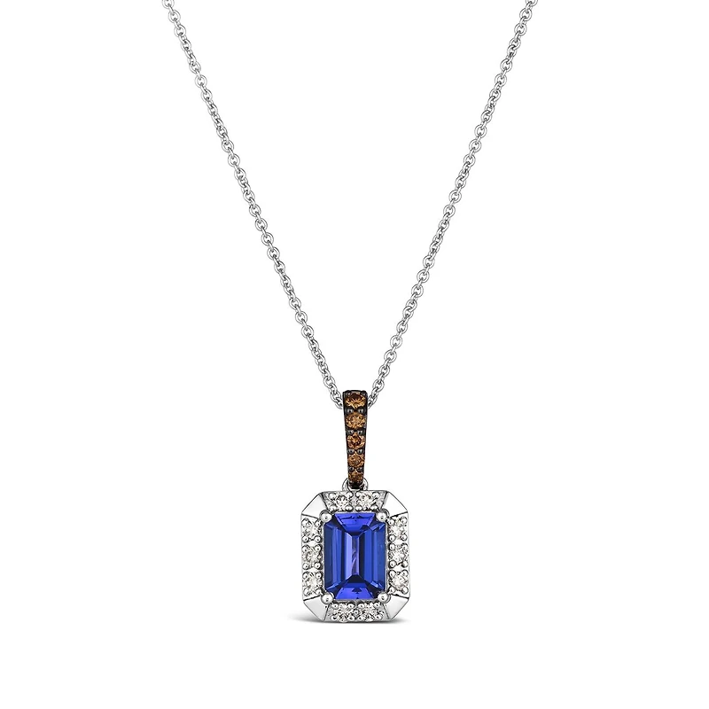 14K Vanilla Gold Blueberry Tanzanite Diamond Pendant