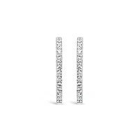New Brilliance 10K White Gold Lab Grown 1.00CTW Diamond Round Hoop Earrings