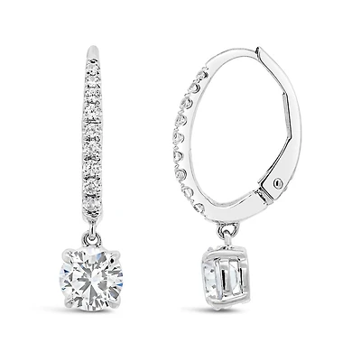 New Brilliance 10K White Gold Lab Grown 1.20CTW Diamond Dangle Earrings