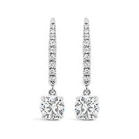 New Brilliance 10K White Gold Lab Grown 1.20CTW Diamond Dangle Earrings