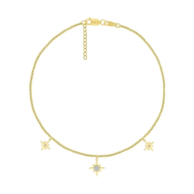Bella Moda 10K Yellow Gold Diamond Star Anklet
