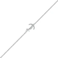 Bella Moda Sterling Silver Diamond Anchor Anklet