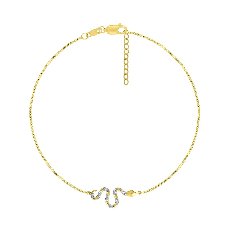 Bella Moda 10K Yellow Gold Diamond Snake Anklet
