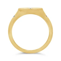 Charmables 10K Yellow Gold Diamond Oval Shaped Signet Ring