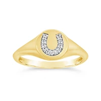 Charmables 10K Yellow Gold Diamond Horseshoe Signet Ring
