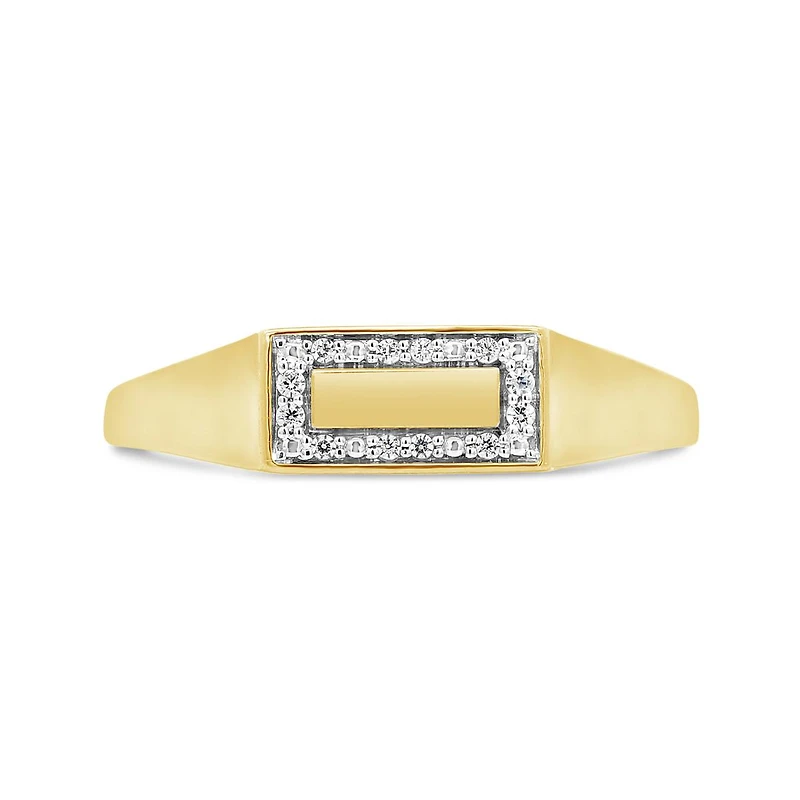 Charmables 10K Yellow Gold Diamond Rectangle Signet Ring