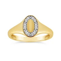 Charmables 10K Yellow Gold Diamond Oval Signet Ring