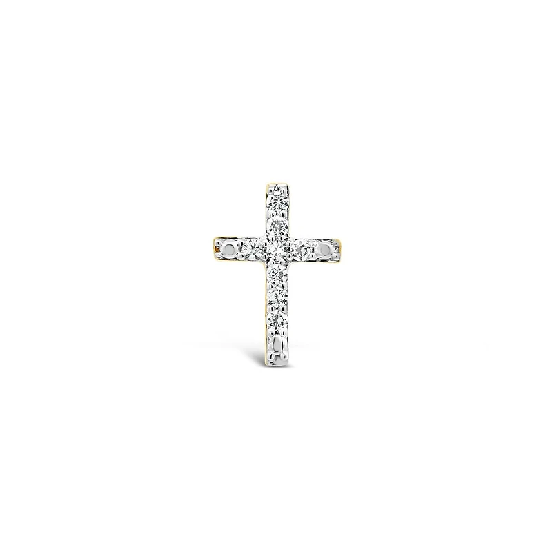 Charmables 10K Yellow Gold Diamond Single Cross Stud Earring